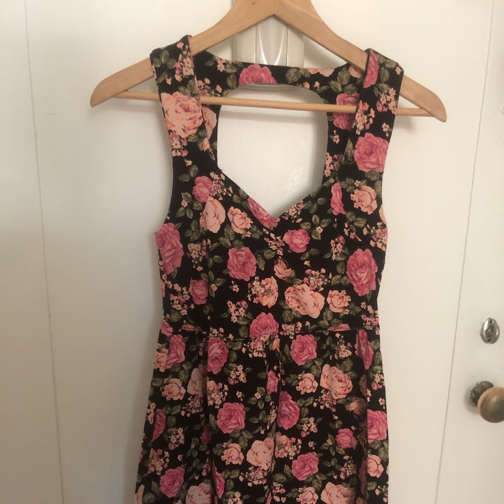 Black floral mini dress size M